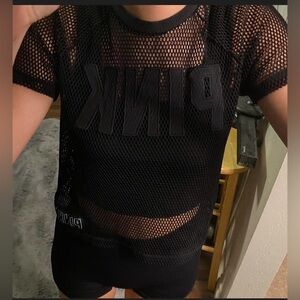 PINK Victoria's Secret Black Mesh Top